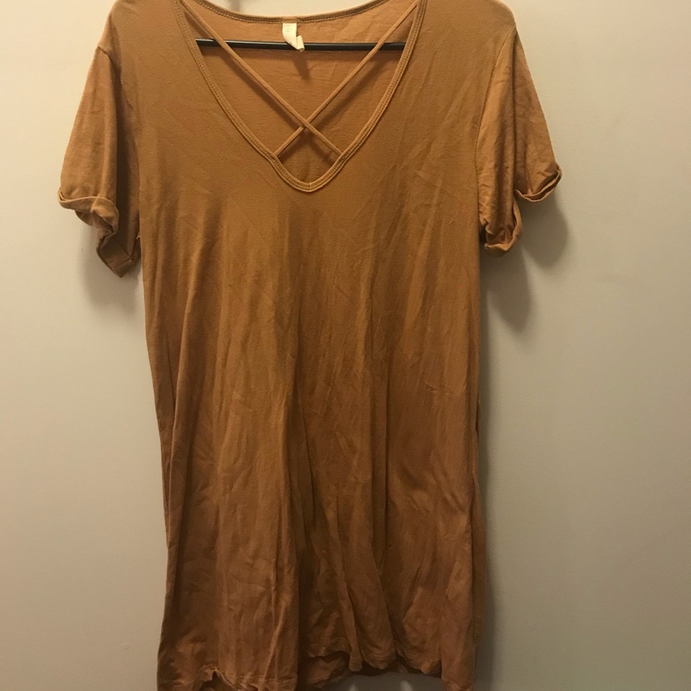 Tan sundress.